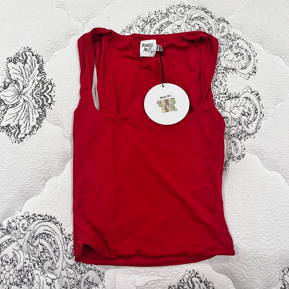 Princess Polly Red Fitted Cut Out Tank Top